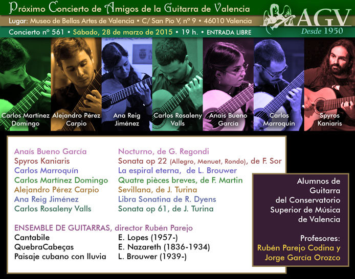Alumnos de Guitarra del CSMV. Programa de concierto Alumnos de Guitarra del CSMV